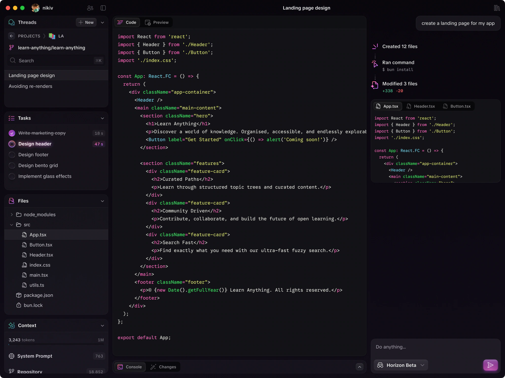 1Focus agent chat screen