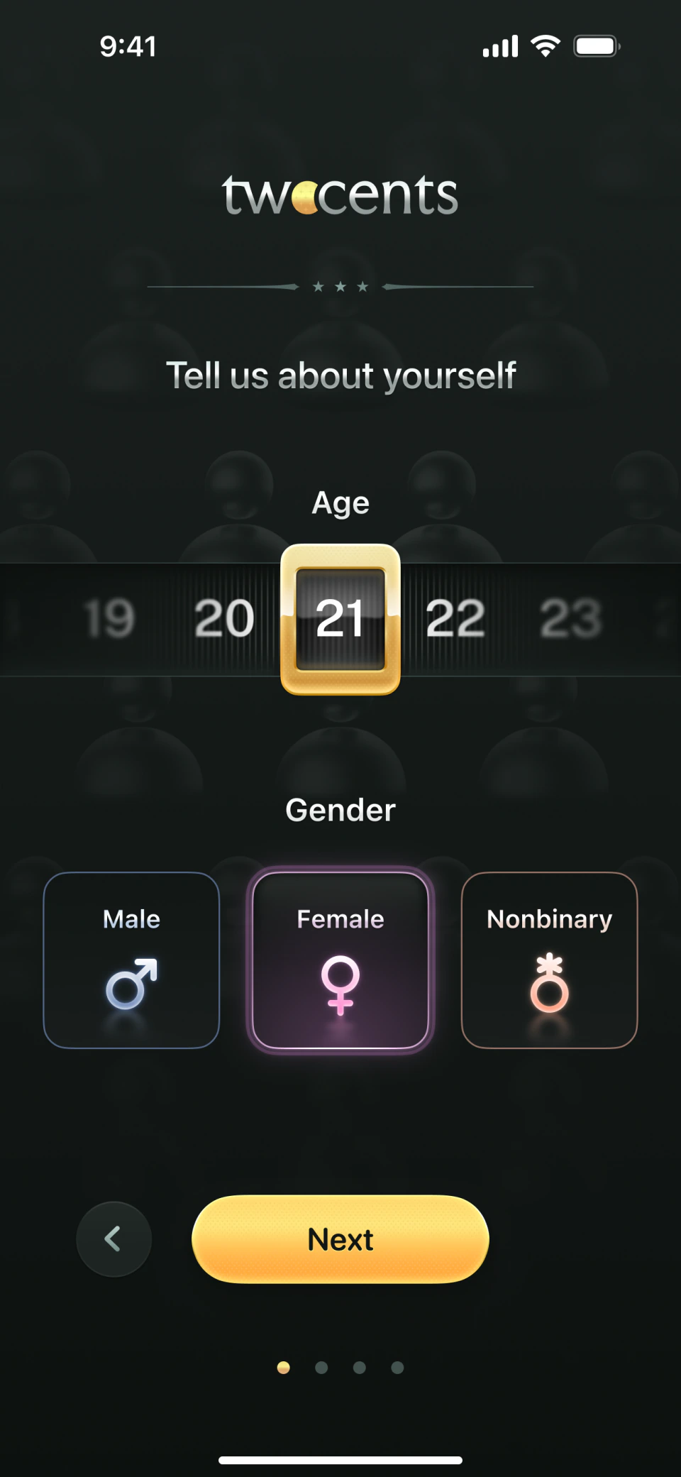 twocents age and gender screen