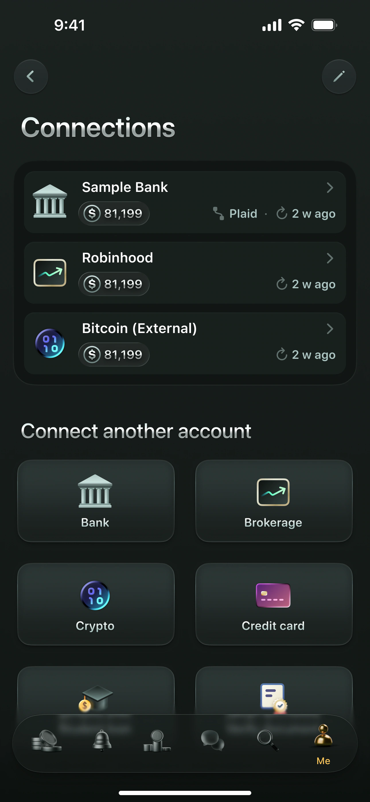twocents connections screen
