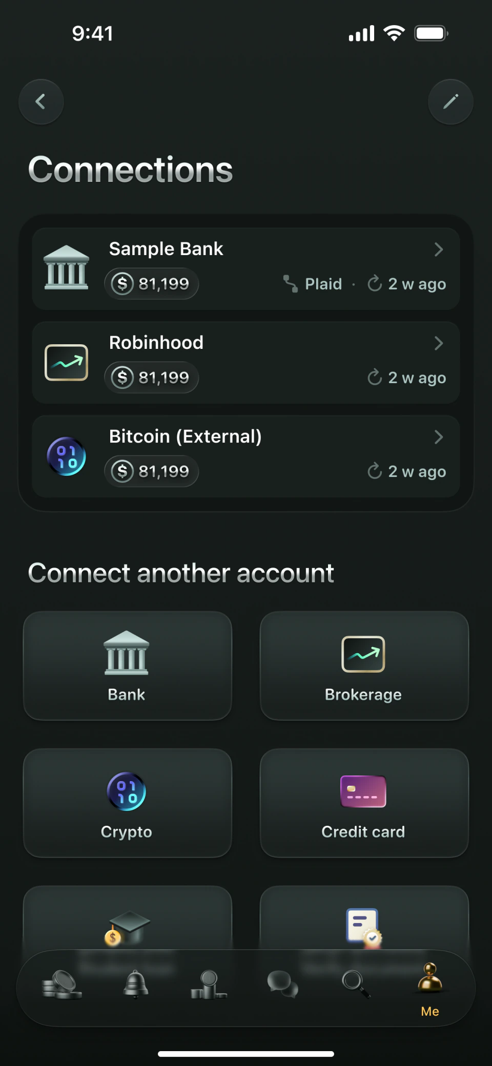 twocents connections screen