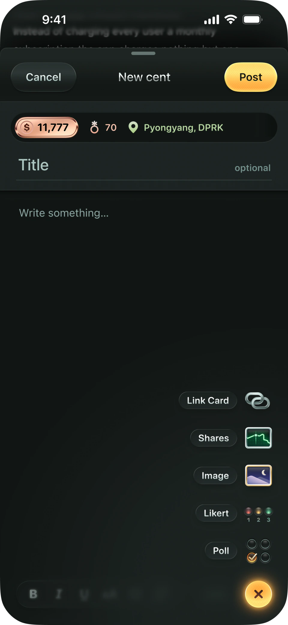 twocents new cent attachments screen