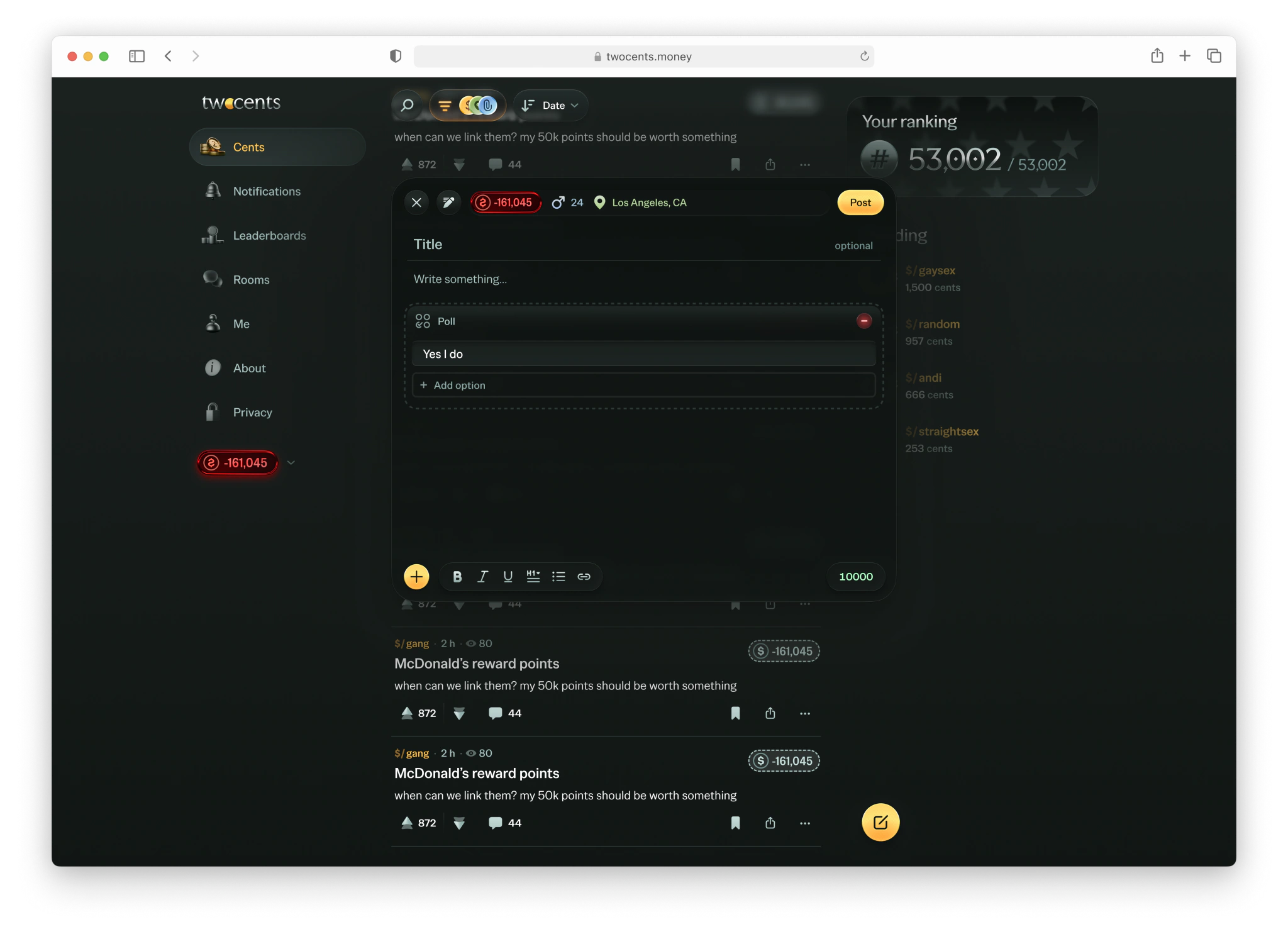 twocents web post editor