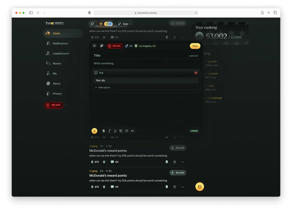twocents web post editor