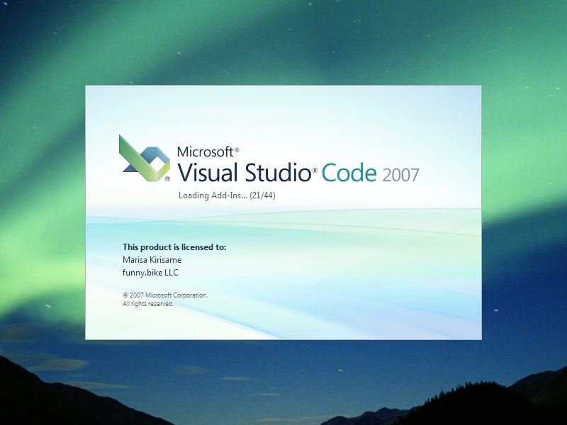 Visual Studio Code 2007 splash screen